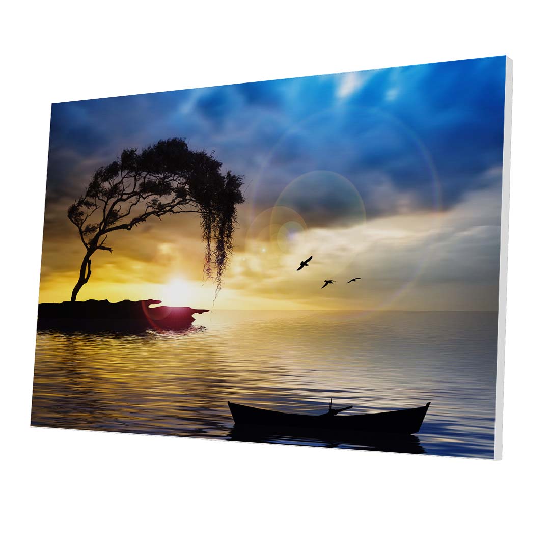 Tablou Forex Tree, Boat and Sea Painting - clevny.ro