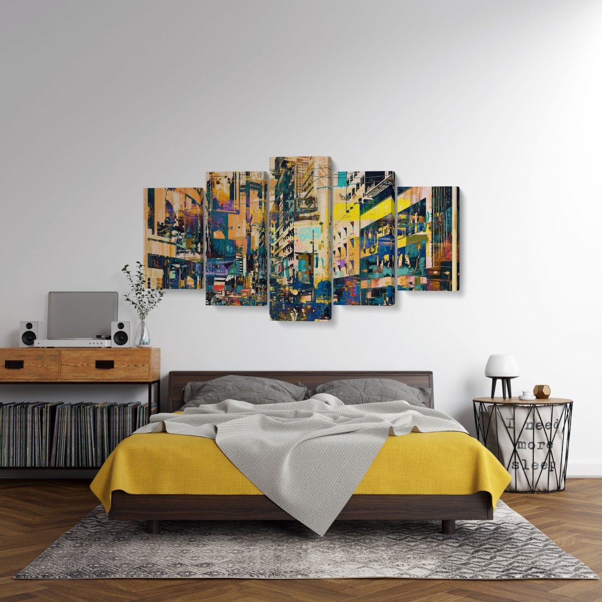 Tablou MultiCanvas 5 piese Abstract Art of Cityscape - clevny.ro