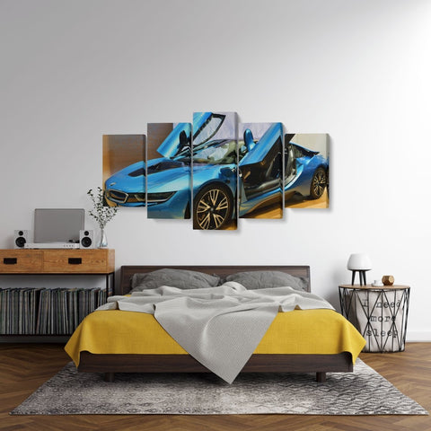 Tablou MultiCanvas 5 piese BMW i8 Car - clevny.ro
