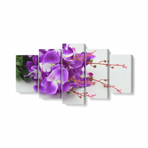 Tablou MultiCanvas 5 piese Bouquet with Purple Orchids - clevny.ro