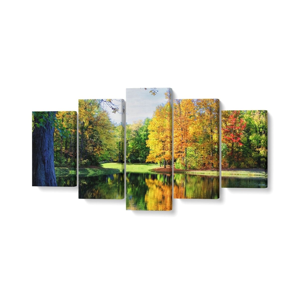 Tablou MultiCanvas 5 piese Colorful Trees Reflections - clevny.ro