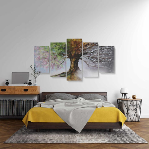 Tablou MultiCanvas 5 piese Four Season Tree - clevny.ro