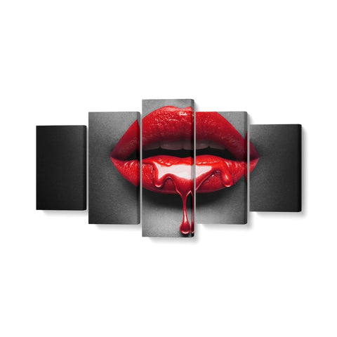 Tablou MultiCanvas 5 piese Glossy Red Lips - clevny.ro
