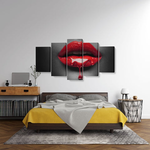 Tablou MultiCanvas 5 piese Glossy Red Lips - clevny.ro