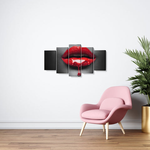 Tablou MultiCanvas 5 piese Glossy Red Lips - clevny.ro