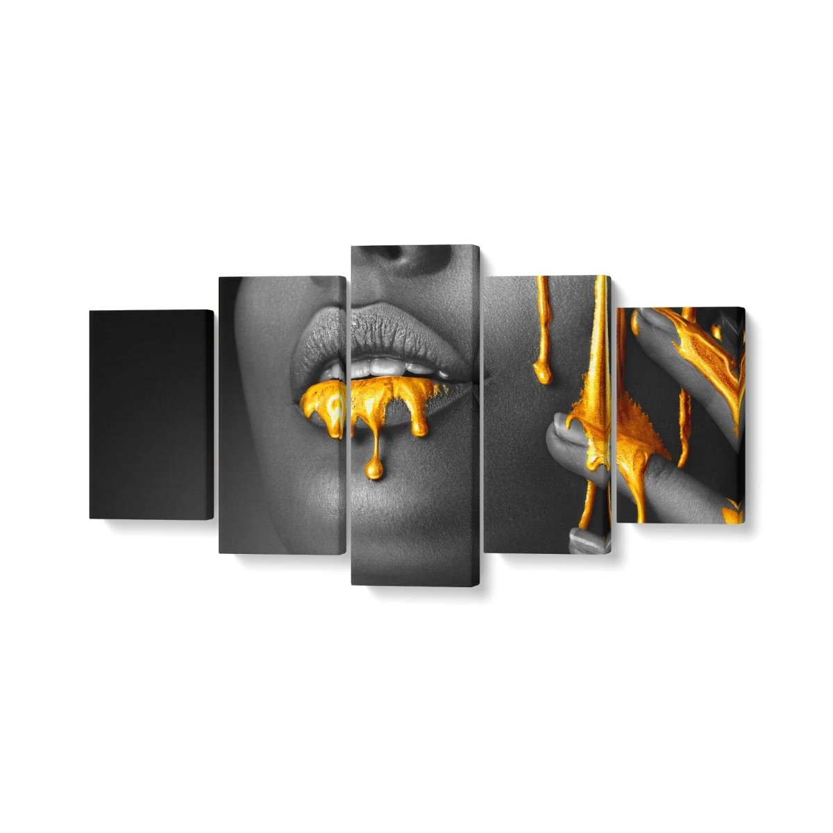 Tablou MultiCanvas 5 piese Gray Liquid Gold - clevny.ro