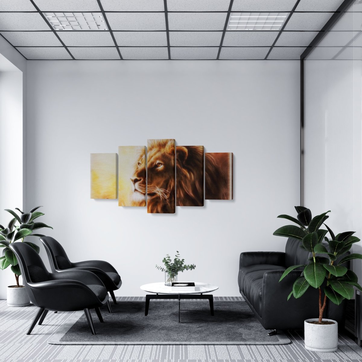 Tablou MultiCanvas 5 piese Lion Fractal - clevny.ro
