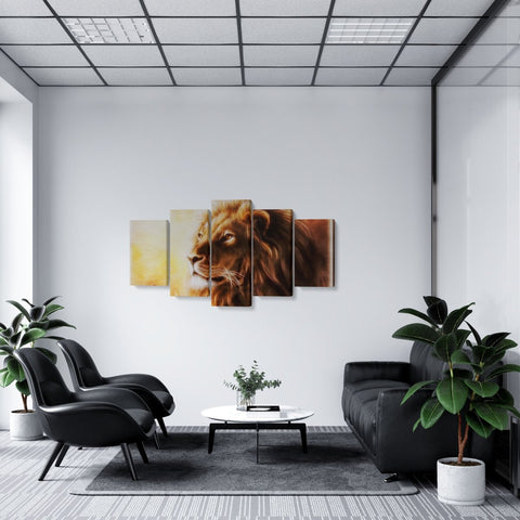 Tablou MultiCanvas 5 piese Lion Fractal - clevny.ro