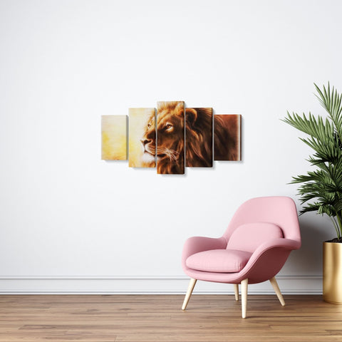 Tablou MultiCanvas 5 piese Lion Fractal - clevny.ro