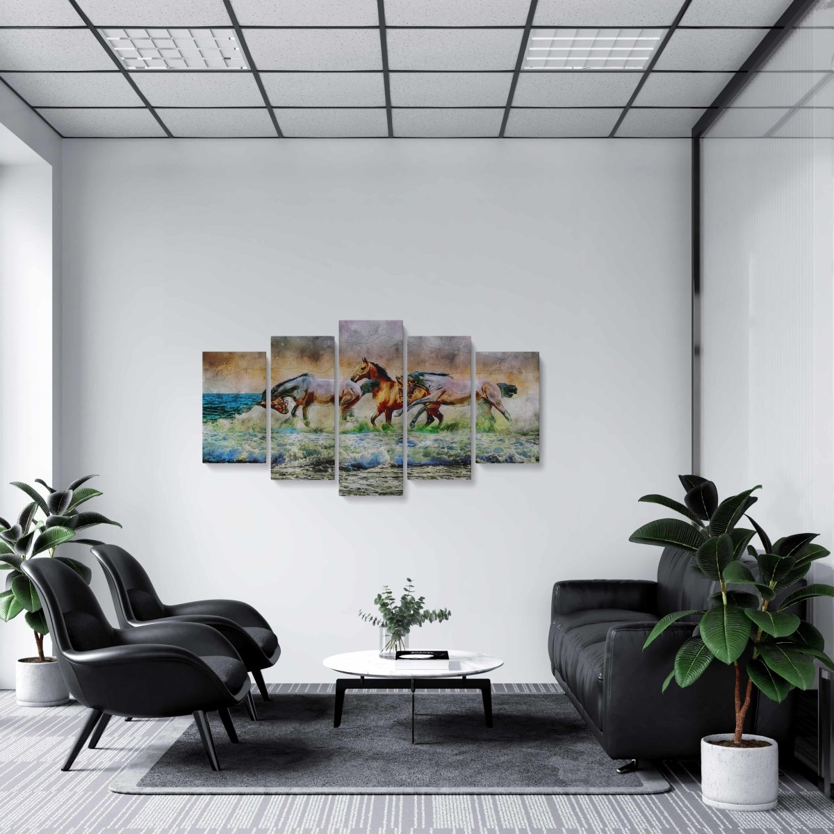 Tablou MultiCanvas 5 piese Painted Horse - clevny.ro