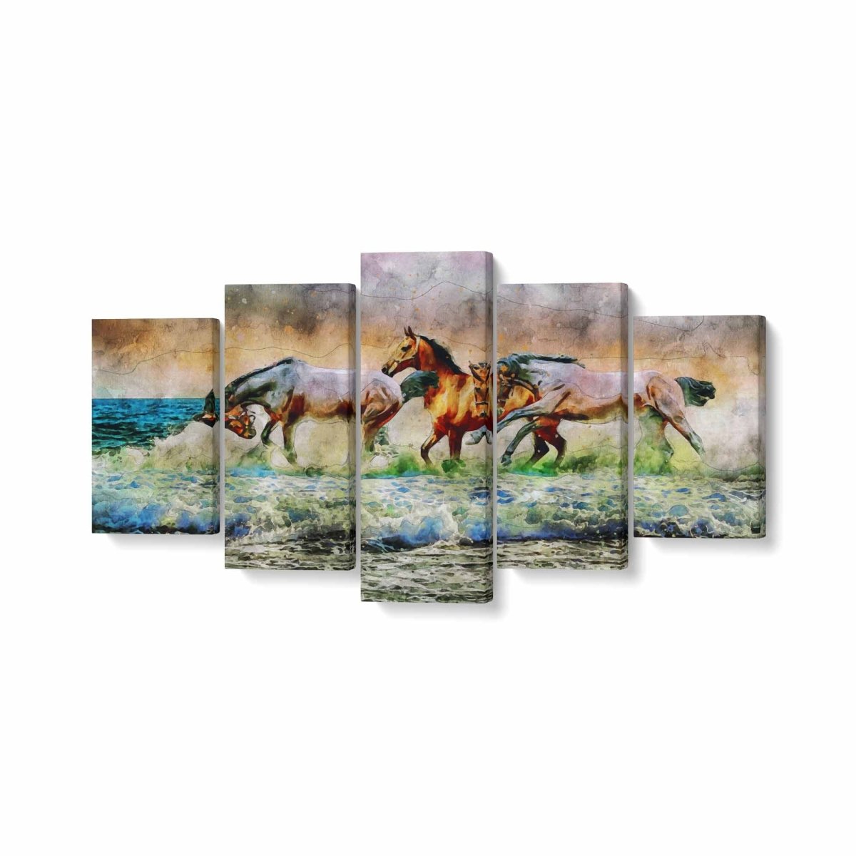 Tablou MultiCanvas 5 piese Painted Horse - clevny.ro
