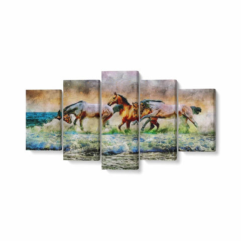 Tablou MultiCanvas 5 piese Painted Horse - clevny.ro