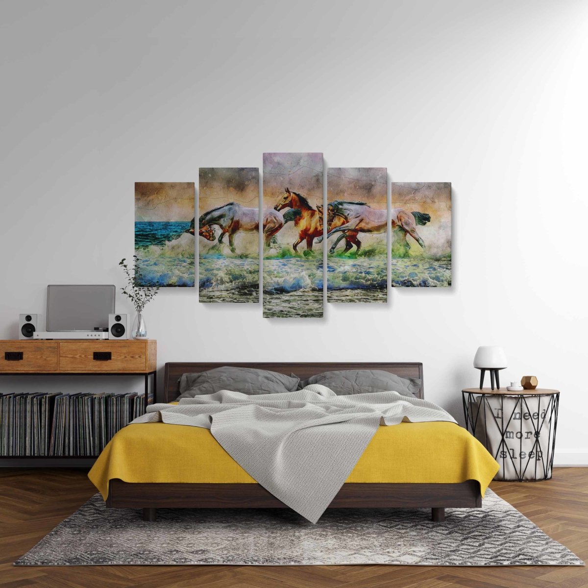 Tablou MultiCanvas 5 piese Painted Horse - clevny.ro