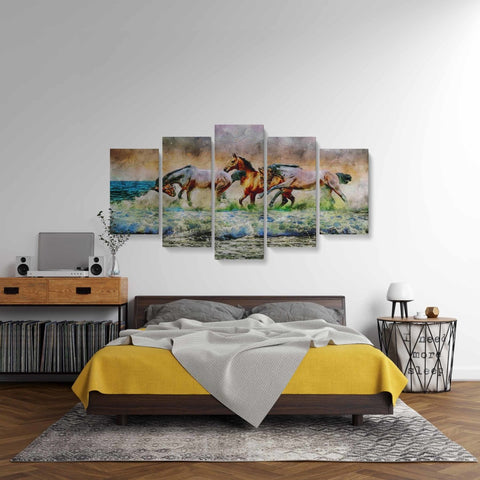 Tablou MultiCanvas 5 piese Painted Horse - clevny.ro