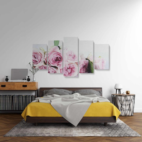 Tablou MultiCanvas 5 piese Pink Roses - clevny.ro