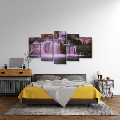 Tablou MultiCanvas 5 piese Pink Waterfall - clevny.ro