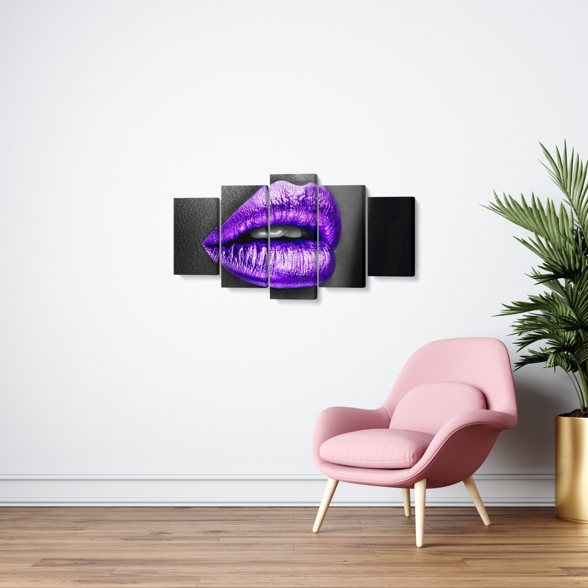 Tablou MultiCanvas 5 piese Purple Lips - clevny.ro