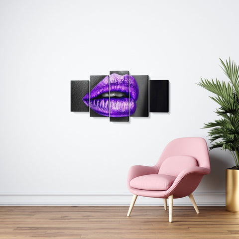 Tablou MultiCanvas 5 piese Purple Lips - clevny.ro