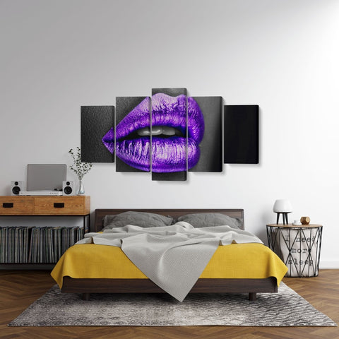 Tablou MultiCanvas 5 piese Purple Lips - clevny.ro
