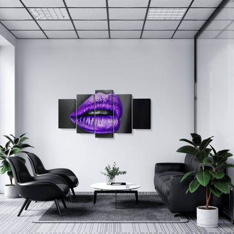 Tablou MultiCanvas 5 piese Purple Lips - clevny.ro