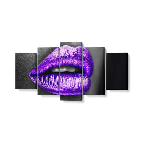 Tablou MultiCanvas 5 piese Purple Lips - clevny.ro