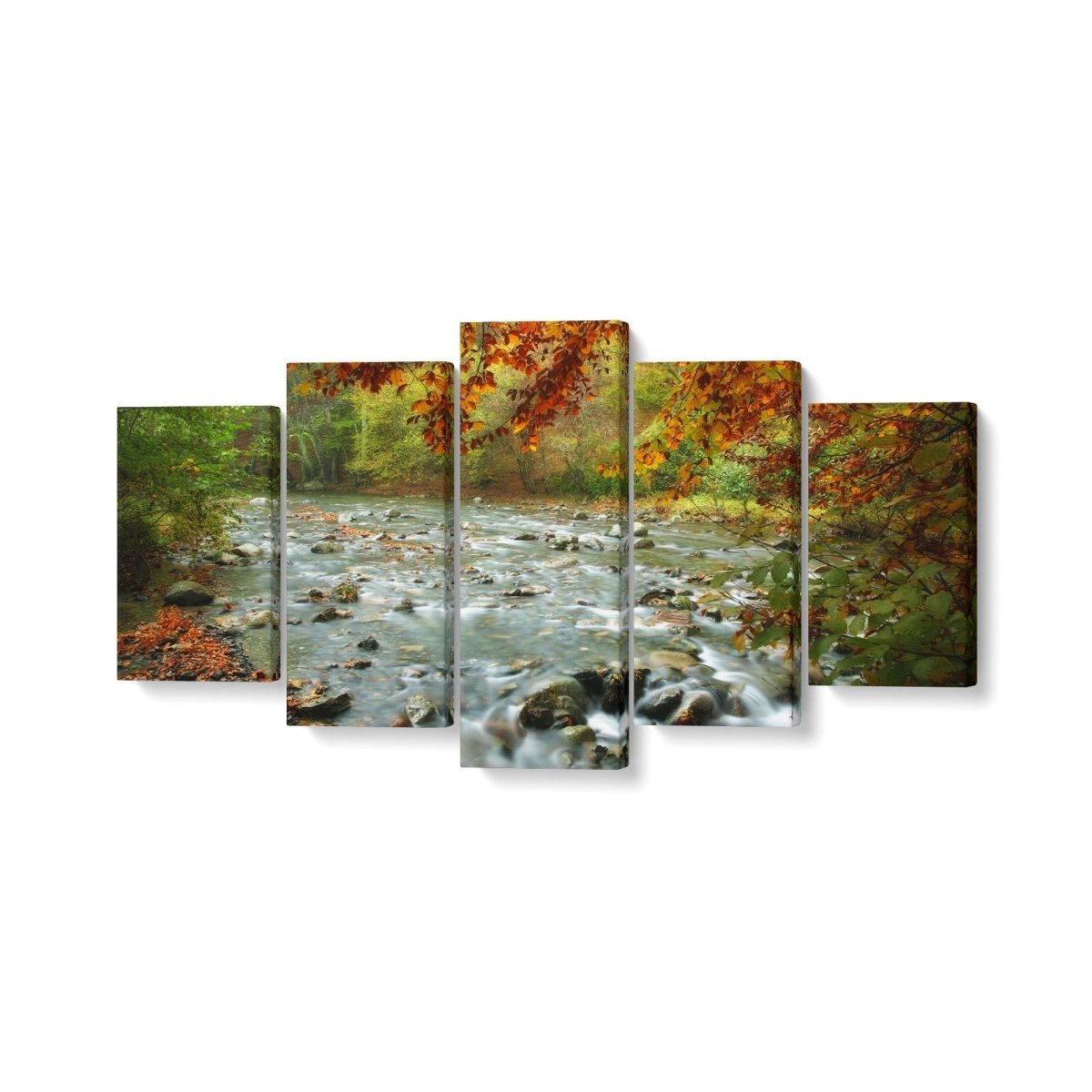 Tablou MultiCanvas 5 piese River in Autumn - clevny.ro