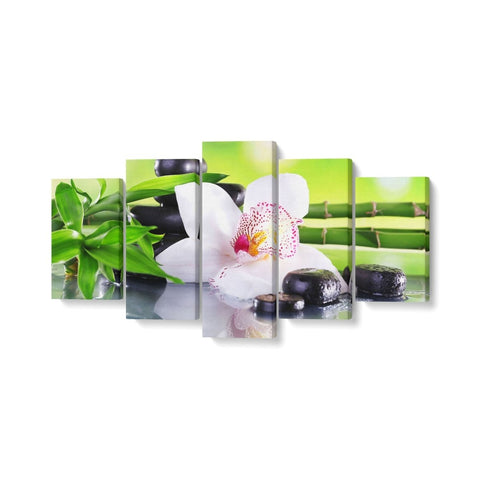 Tablou MultiCanvas 5 piese Spa Stones and White Orchid - clevny.ro