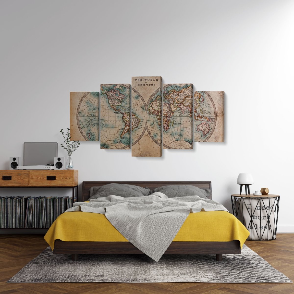 Tablou MultiCanvas 5 piese The World in Hemispheres - clevny.ro