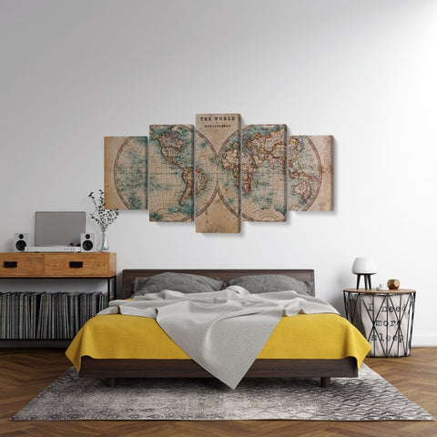 Tablou MultiCanvas 5 piese The World in Hemispheres - clevny.ro