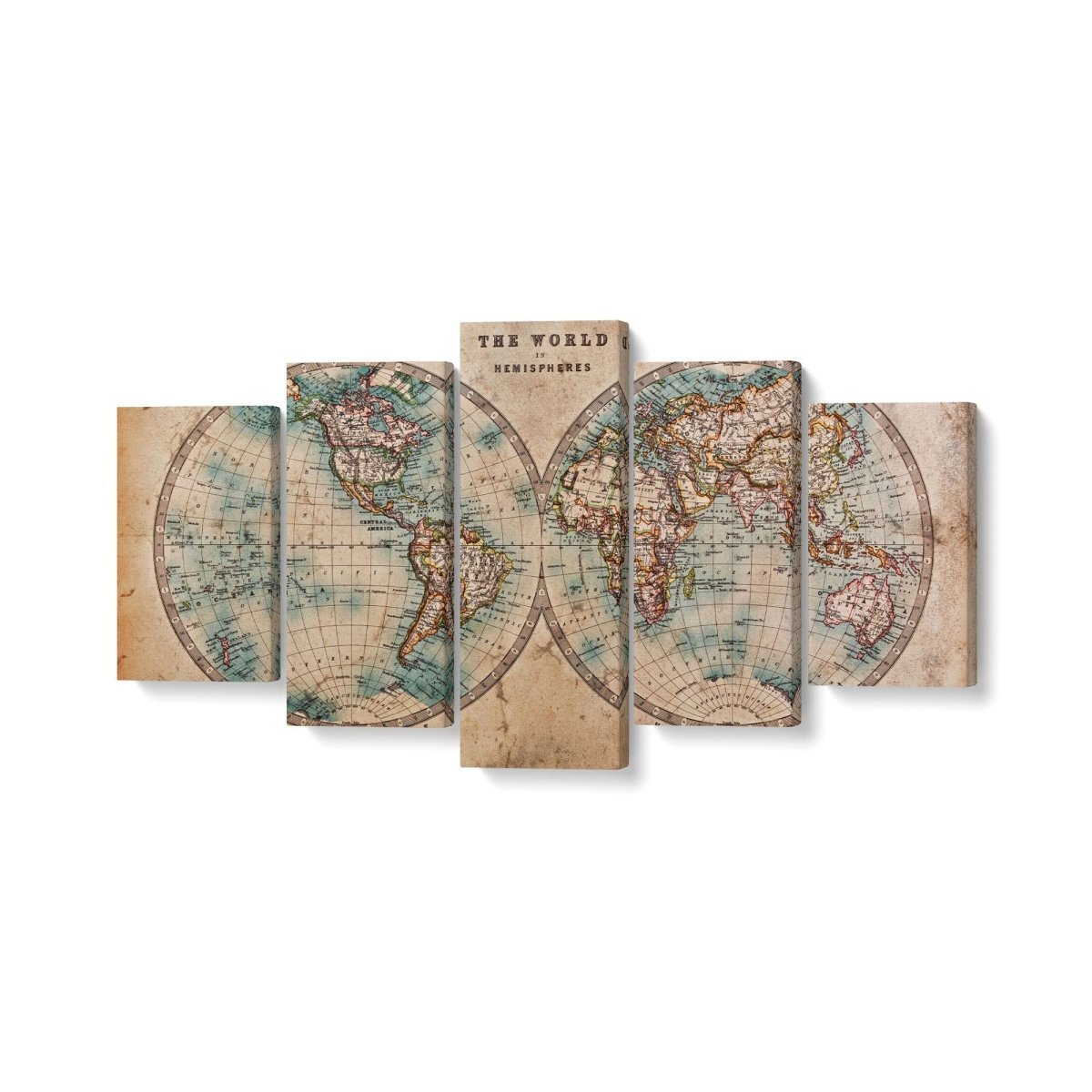 Tablou MultiCanvas 5 piese The World in Hemispheres - clevny.ro