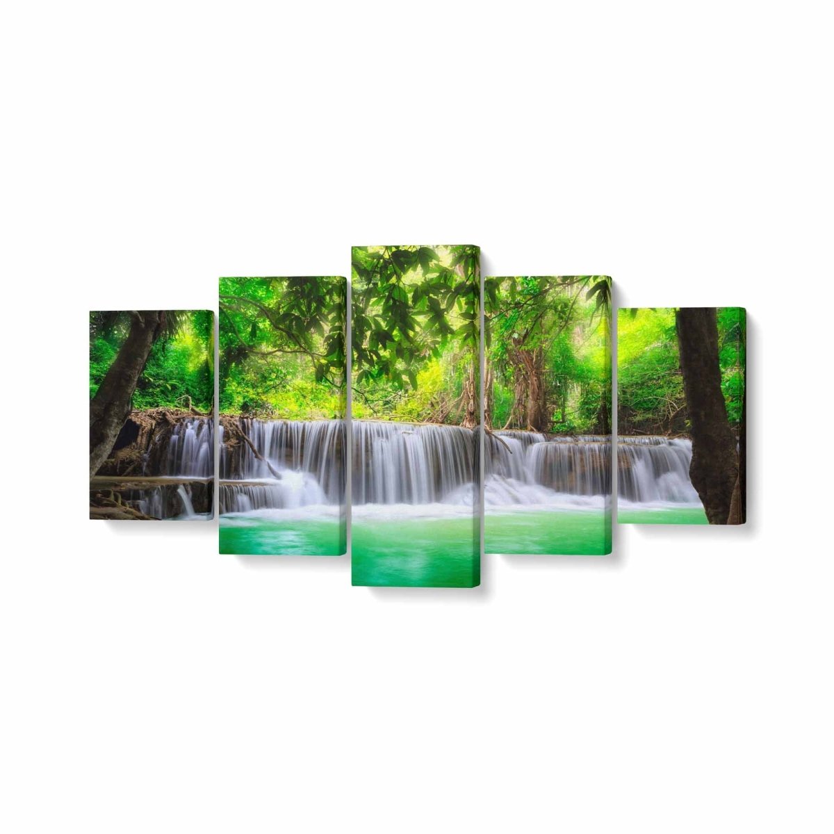 Tablou MultiCanvas 5 piese Tropical Waterfall - clevny.ro