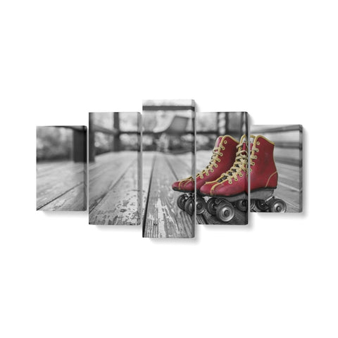 Tablou MultiCanvas 5 piese Vintage Roller Skating - clevny.ro
