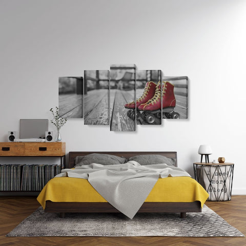 Tablou MultiCanvas 5 piese Vintage Roller Skating - clevny.ro
