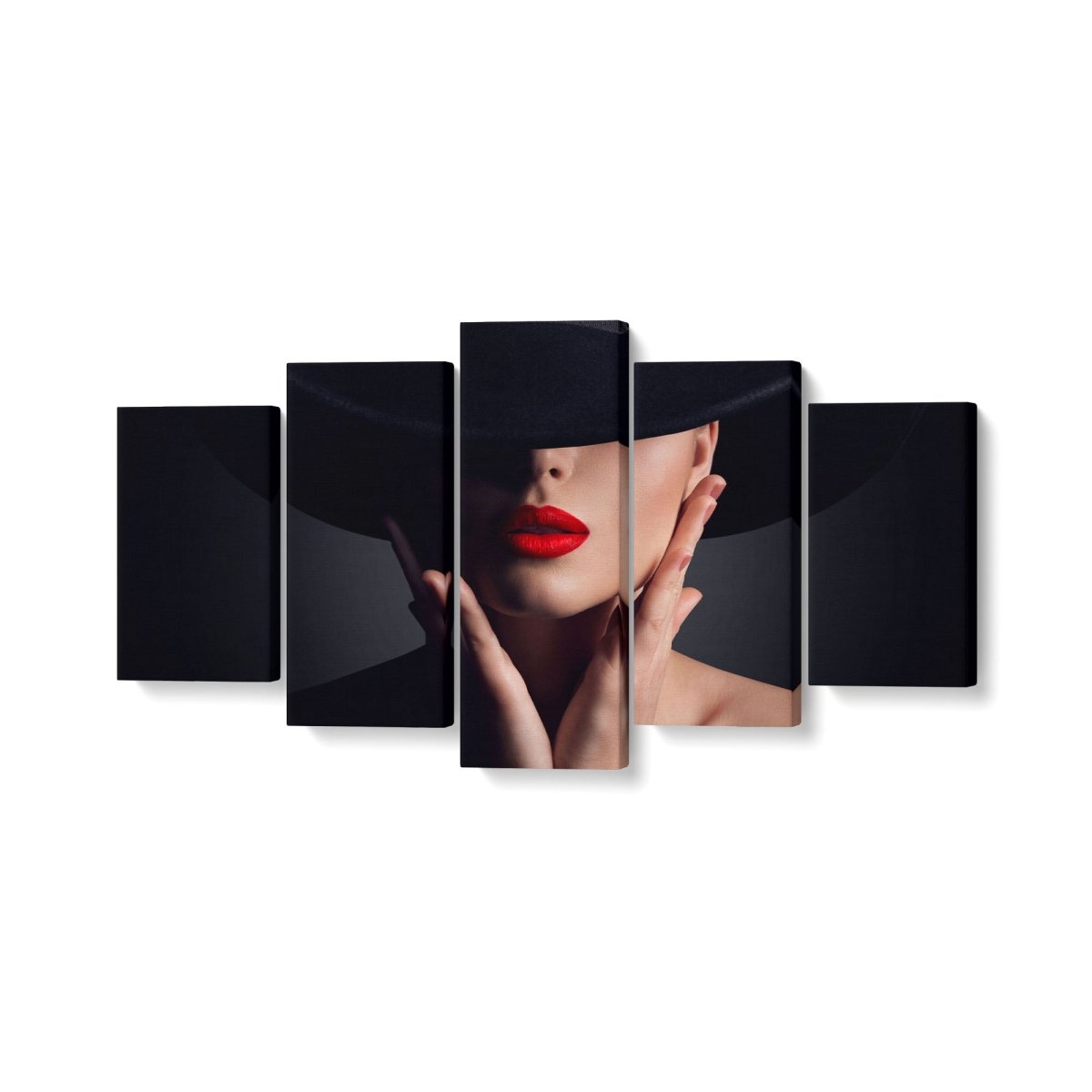 Tablou MultiCanvas 5 piese Woman Hat - clevny.ro