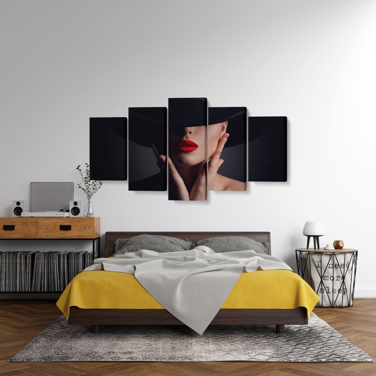Tablou MultiCanvas 5 piese Woman Hat - clevny.ro