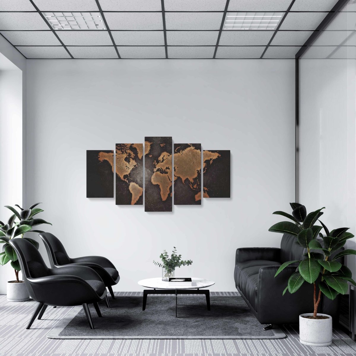 Tablou MultiCanvas 5 piese World Map Abstract - clevny.ro