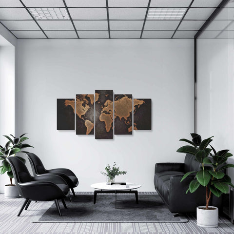 Tablou MultiCanvas 5 piese World Map Abstract - clevny.ro
