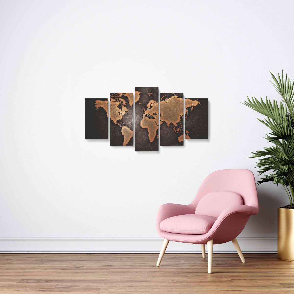 Tablou MultiCanvas 5 piese World Map Abstract - clevny.ro
